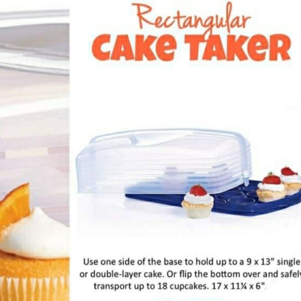 Tupperware Rectangular Cake/Cupcake Taker in Tokyo Blue